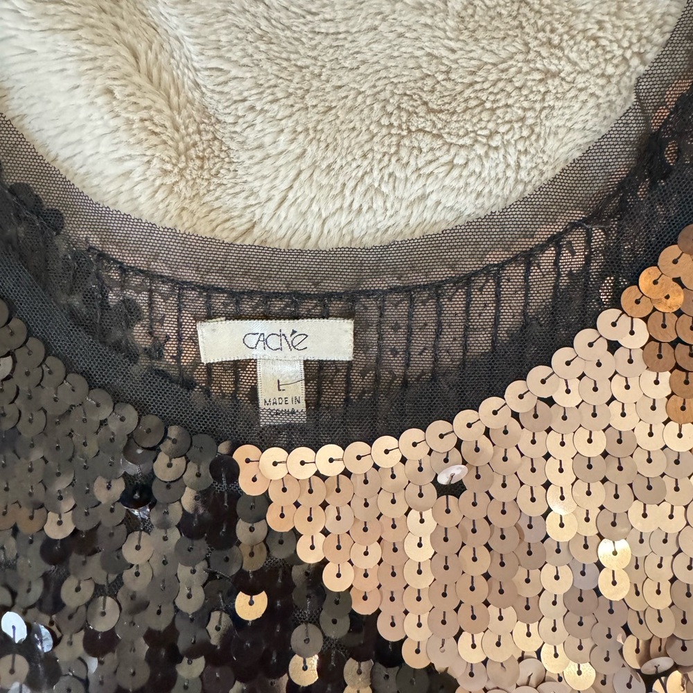 Cache Sequin Tank Top - Black, Gold, Beige - Picture 4 of 6